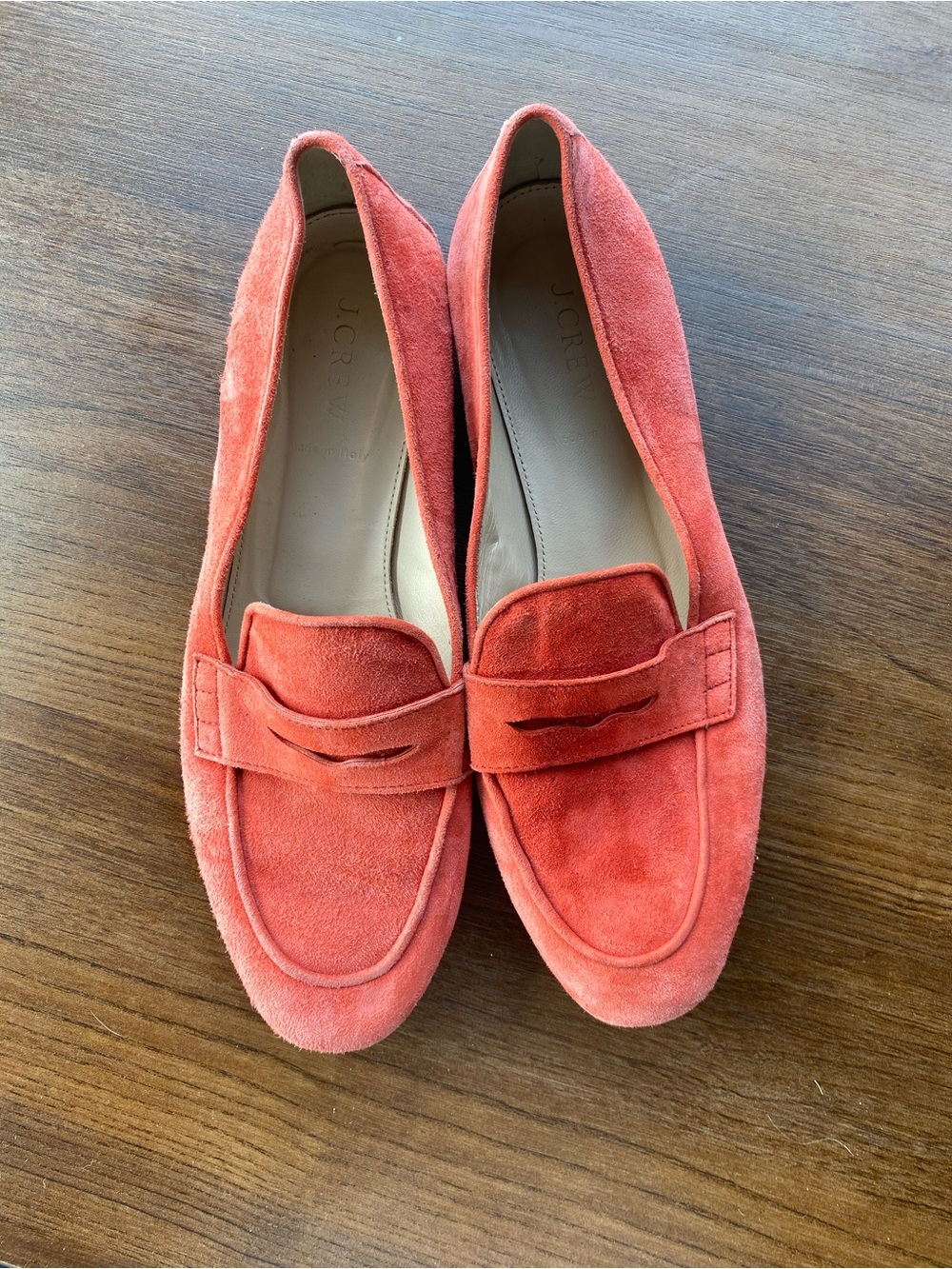 J. Crew Charlie Suede Penny Loafers in Flame Red F5592